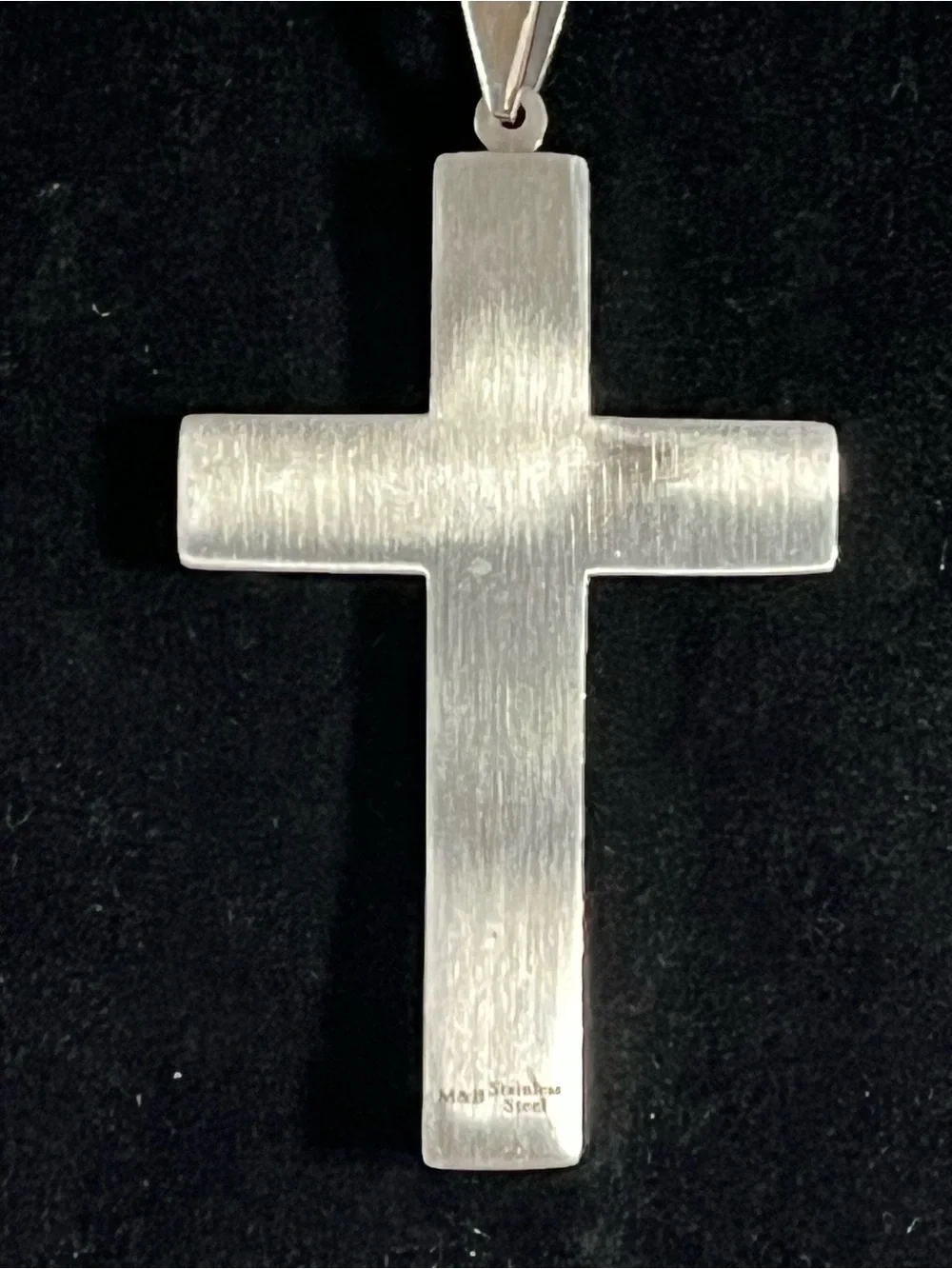 24”,Stainless Steel, Cross Pendant with Single CZ Stone & Bead Necklace